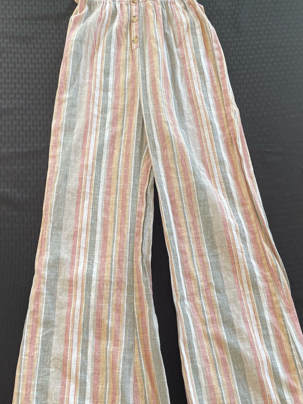 BRAND UNKNOWN Multi Striped Pant Romper Size S.
